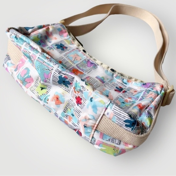 LESPORTSAC Very Merry Small Hobo Shoulder Bag Crossbody Nylon Floral 9x5x3” - Picture 8 of 15